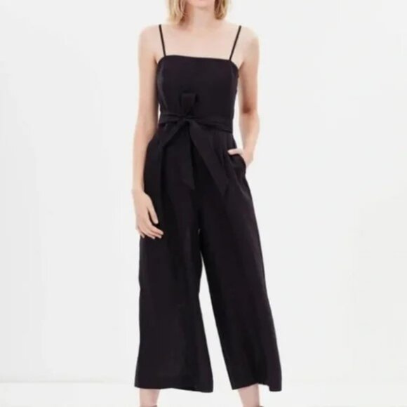J. Crew Linen Tie Waist Wide Leg Jumpsuit, Size 8P, New With Tags - Picture 1 of 15